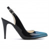 Sandalias mujer 1249 charol azul+negro