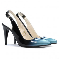 Sandalias mujer 1249 charol azul+negro