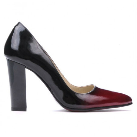Zapatos elegantes para mujer 1261 charol burdeos+negro