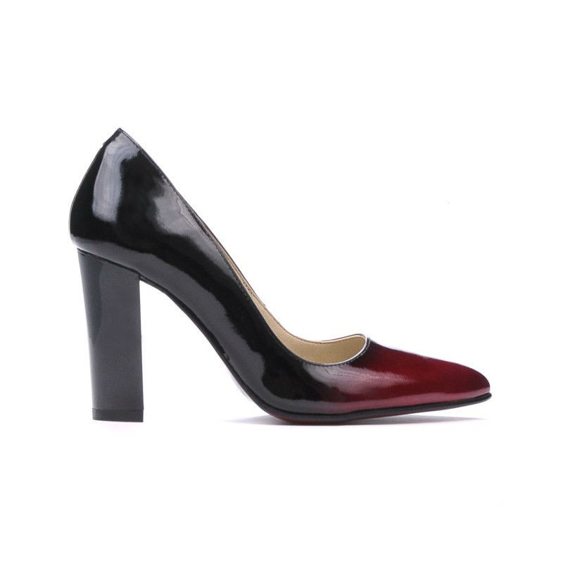 Zapatos elegantes para mujer 1261 charol burdeos+negro