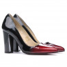 Zapatos elegantes para mujer 1261 charol burdeos+negro