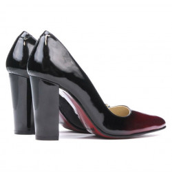 Zapatos elegantes para mujer 1261 charol burdeos+negro