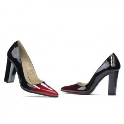Zapatos elegantes para mujer 1261 charol burdeos+negro