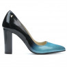 Zapatos elegantes de mujer 1261 charol azul claro+negro