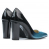 Zapatos elegantes de mujer 1261 charol azul claro+negro