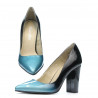 Zapatos elegantes de mujer 1261 charol azul claro+negro
