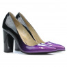 Zapatos elegantes de mujer 1261 charol morado+negro