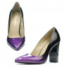 Zapatos elegantes de mujer 1261 charol morado+negro