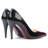 Zapatos elegantes de mujer 1246 charol burdeos+negro