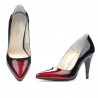 Zapatos elegantes de mujer 1246 charol burdeos+negro