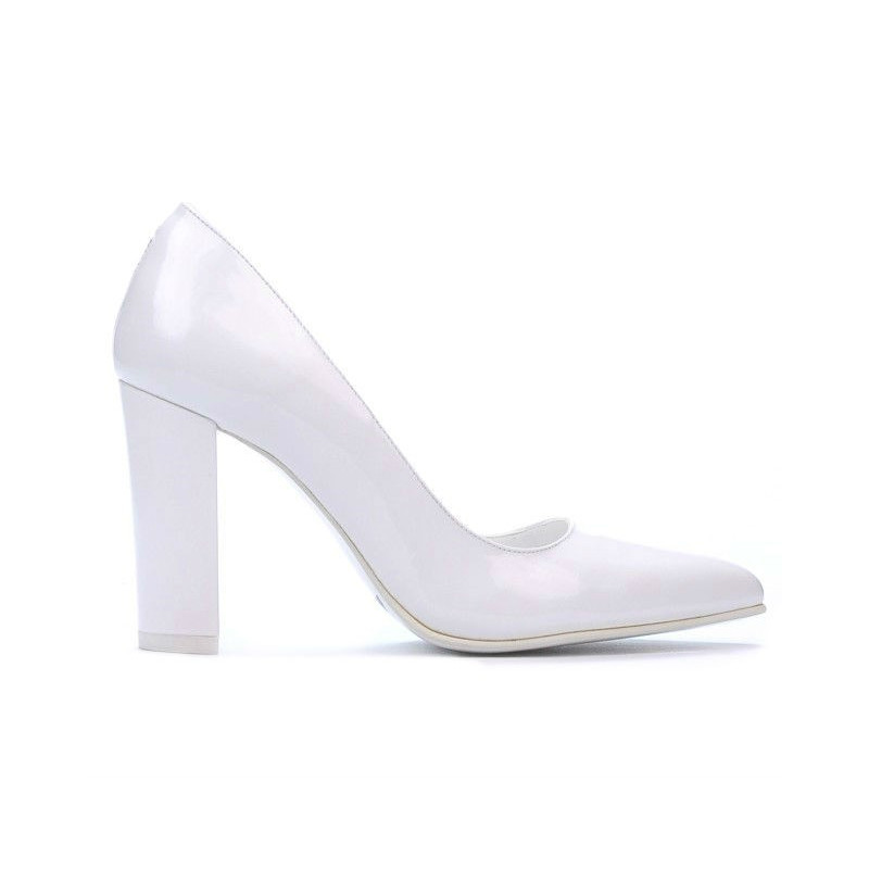 Zapatos elegantes de mujer 1261 charol blanco