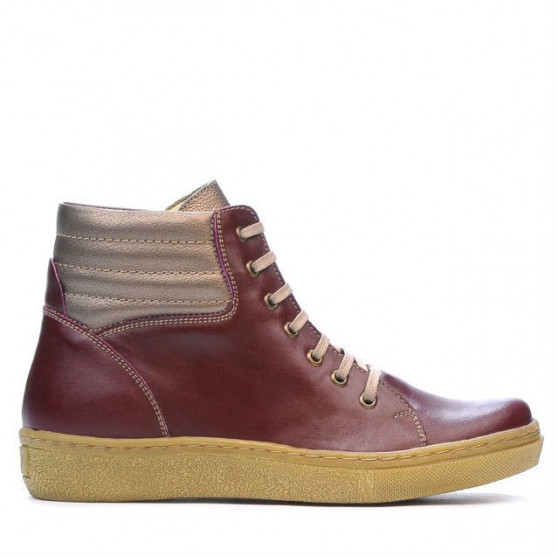 Botines mujer 3310 burdeos combinado