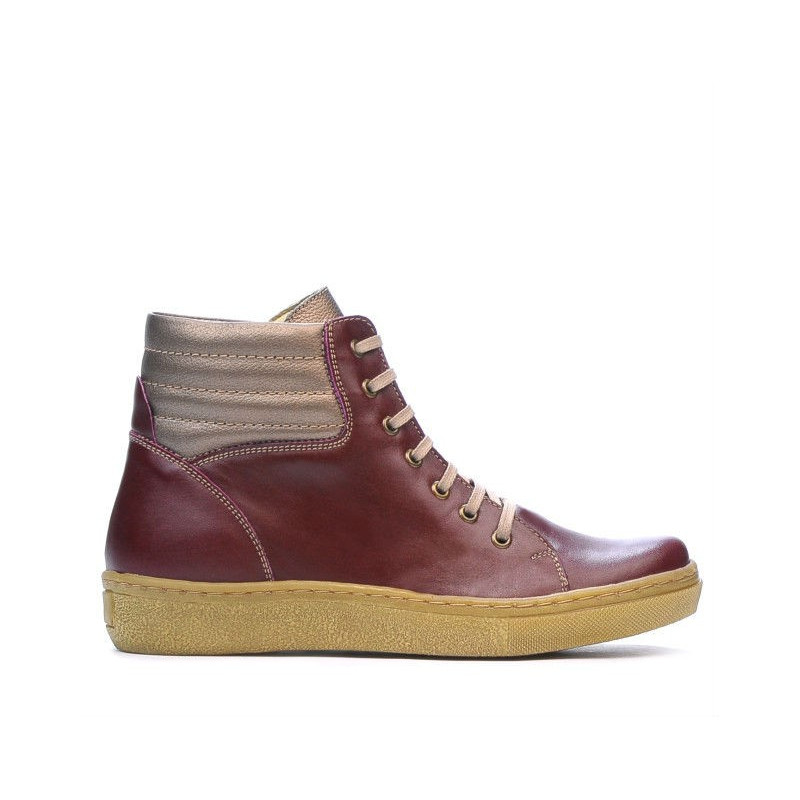 Botines mujer 3310 burdeos combinado