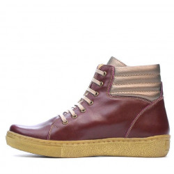Botines mujer 3310 burdeos combinado