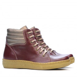 Botines mujer 3310 burdeos combinado