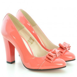 Zapatos elegantes de mujer 1226 charol rojo coral