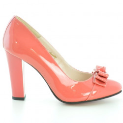 Zapatos elegantes de mujer 1226 charol rojo coral