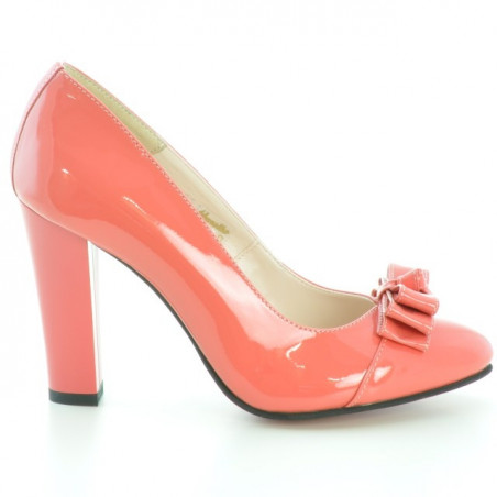 Zapatos elegantes de mujer 1226 charol rojo coral