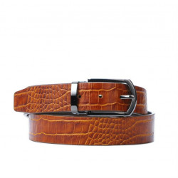 Cinturón de hombre 12b croco marrón coñac