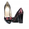 Zapatos elegantes de mujer 1262 charol burdeos+negro