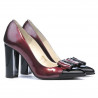 Zapatos elegantes de mujer 1262 charol burdeos+negro