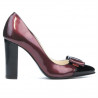 Zapatos elegantes de mujer 1262 charol burdeos+negro