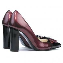 Zapatos elegantes de mujer 1262 charol burdeos+negro