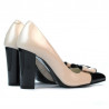 Zapatos elegantes de mujer 1262 charol beige+negro