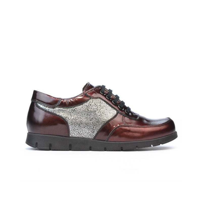 Zapatillas deportivas para mujer 682 charol burdeos combinado