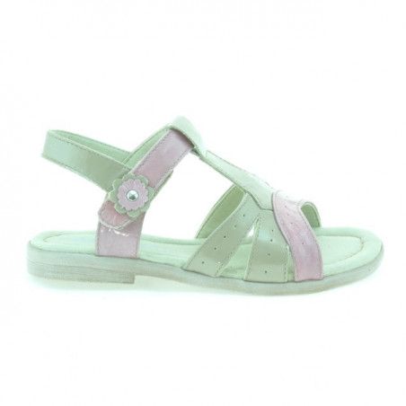 Sandalias para niños pequeños 18c charol beige+rosa