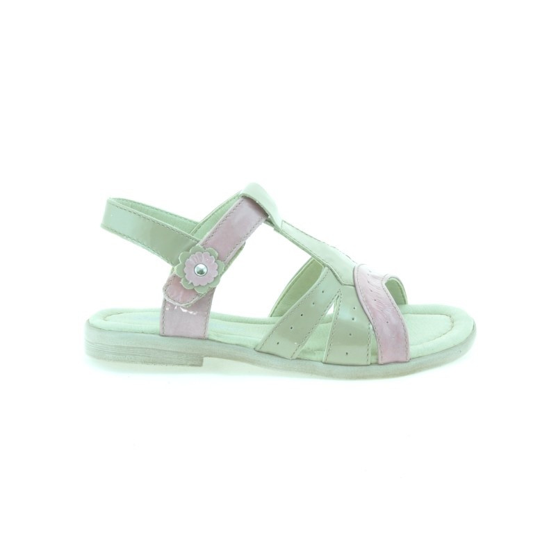 Sandalias para niños pequeños 18c charol beige+rosa