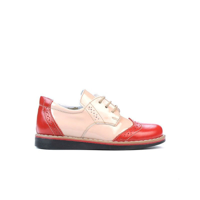 Zapatos para niños pequeños 60c charol rojo+beige