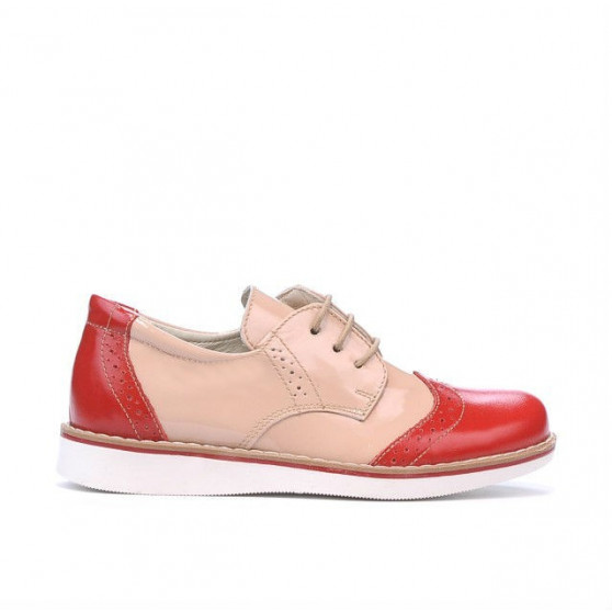 Zapatos para niños pequeños 60c charol rojo+beige01