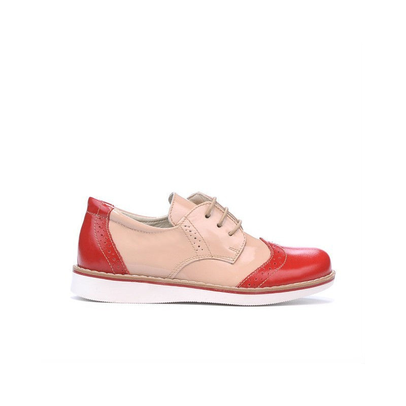 Zapatos para niños pequeños 60c charol rojo+beige01