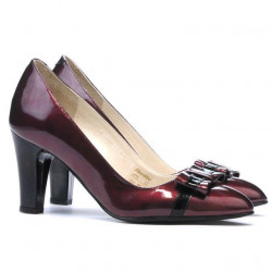 Zapatos elegantes de mujer 1263 charol burdeos+negro