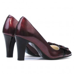 Zapatos elegantes de mujer 1263 charol burdeos+negro