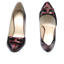 Zapatos elegantes de mujer 1263 charol burdeos+negro