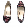 Zapatos elegantes de mujer 1263 charol burdeos+negro
