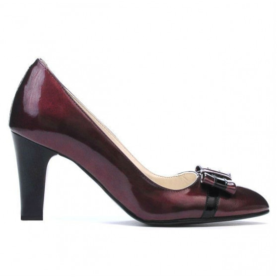 Zapatos elegantes de mujer 1263 charol burdeos+negro