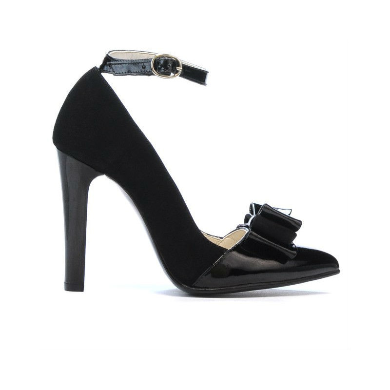 Zapatos elegantes de mujer 1264 antilope negro + charol negro