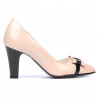 Zapatos elegantes de mujer 1263 charol marfil+negro