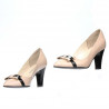 Zapatos elegantes de mujer 1263 charol marfil+negro