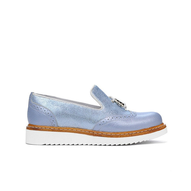 Zapatos casuales de mujer 659 azul perla combinado