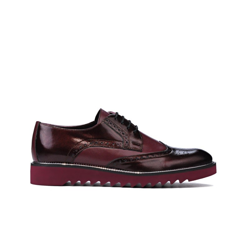 Zapatos casuales hombre 831 charol burdeos combinado