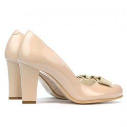 Zapatos elegantes de mujer 1245 charol combinado marfil