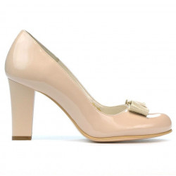 Zapatos elegantes de mujer 1245 charol combinado marfil