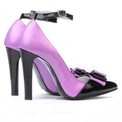 Zapatos elegantes para mujer 1264 charol morado+negro