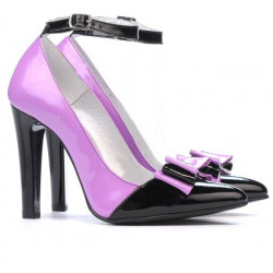 Zapatos elegantes para mujer 1264 charol morado+negro