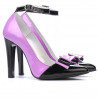 Zapatos elegantes para mujer 1264 charol morado+negro