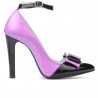 Zapatos elegantes para mujer 1264 charol morado+negro